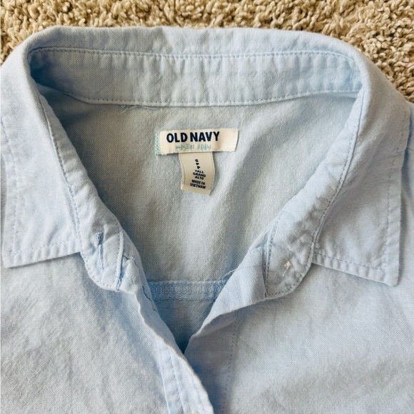 Womens Old Navy Chambray Button-Up Collared Shirt blue Size Small Tall - Picture 3 of 11